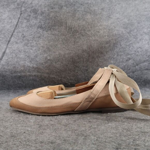 Free People Shoes Womens 36 Flats Ankle Wrap Tie Fashion Boho Leather Classic - Picture 4 of 15